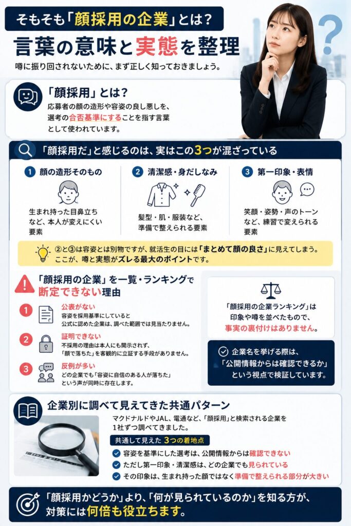 そもそも「顔採用の企業」とは？言葉の意味と実態を整理